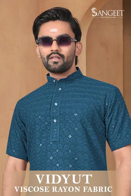 Sangeet Vidyut Viscose Rayon Half Sleeves Mens Kurta Wholesale Online